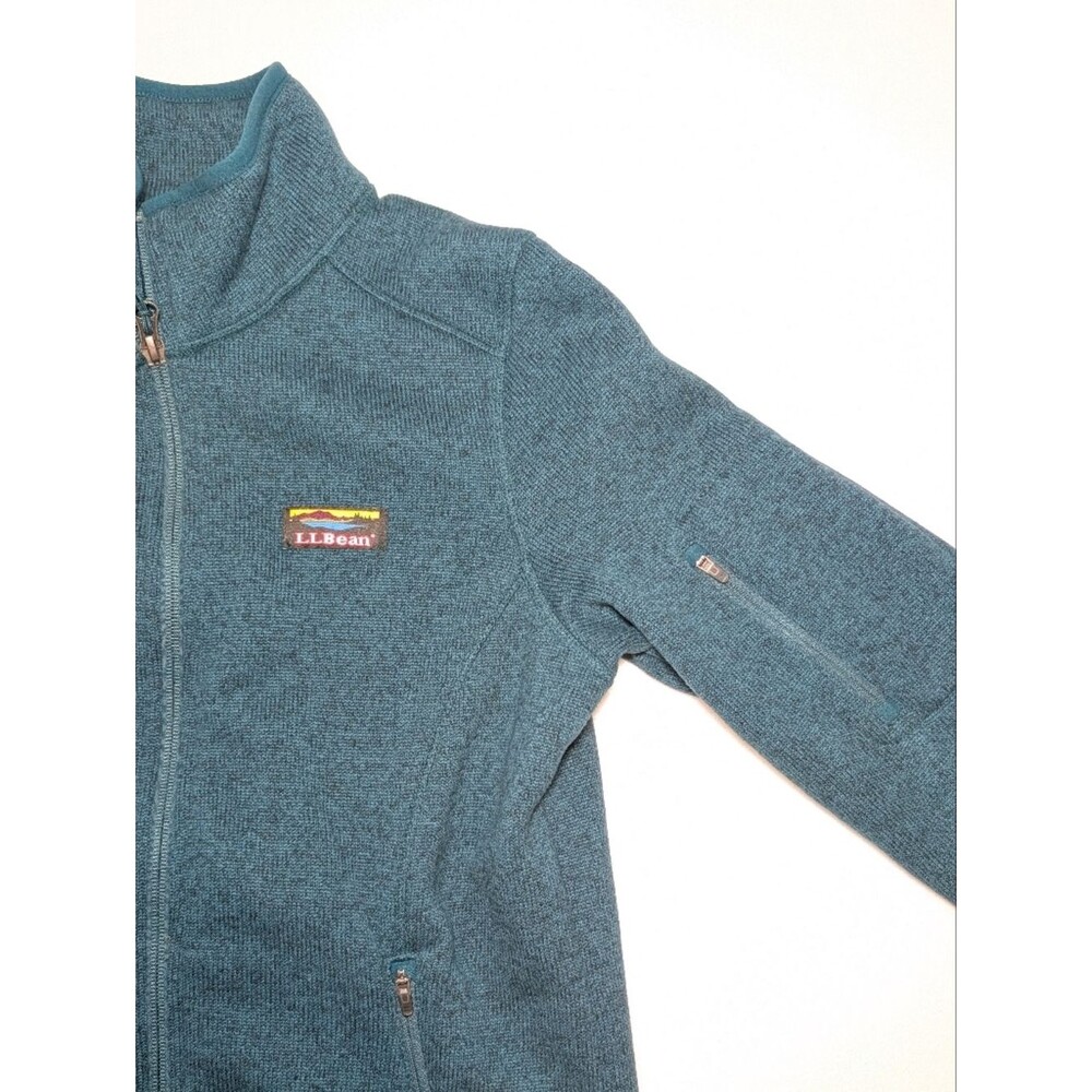 L.L.Bean Sweater Fleece Full-Zip Jacket In Green - Picture 8 of 11